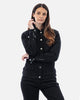 Tura Trucker Solid Black Ladies Motorcycle Denim Jacket