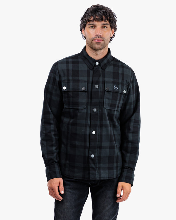 Ember Black & Grey Chequered Motorcycle Shirt