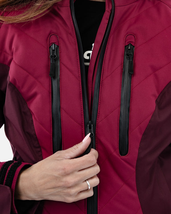 Bella Port Red Quilted Ladies Motorcycle Jacket
