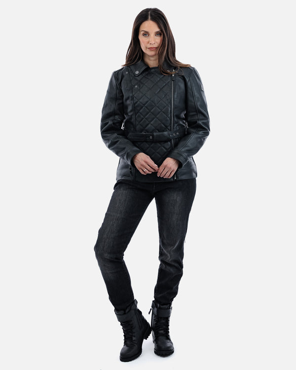 Lancer Ladies Black Leather Motorcycle Jacket
