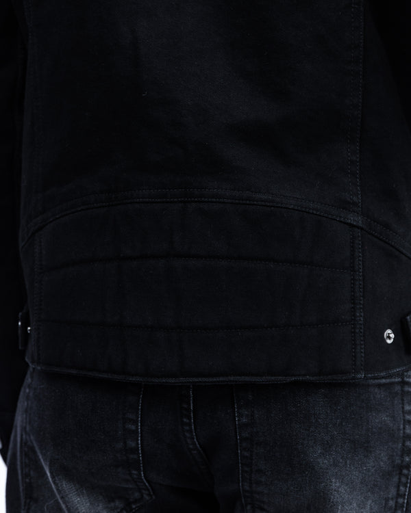 Tura Trucker Mens Solid Black Motorcycle Denim Jacket