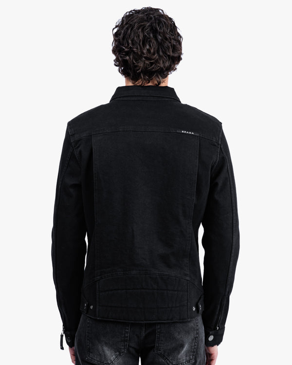 Tura Trucker Mens Solid Black Motorcycle Denim Jacket