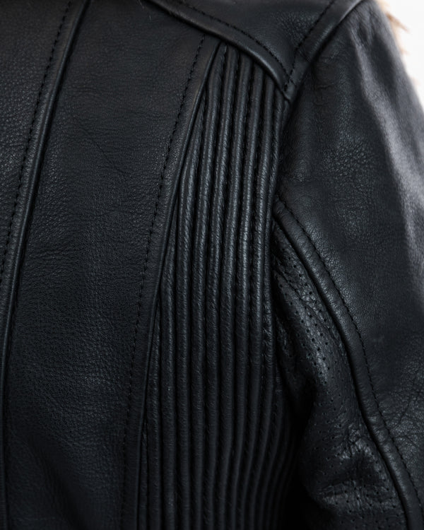 Lancer Ladies Black Leather Motorcycle Jacket
