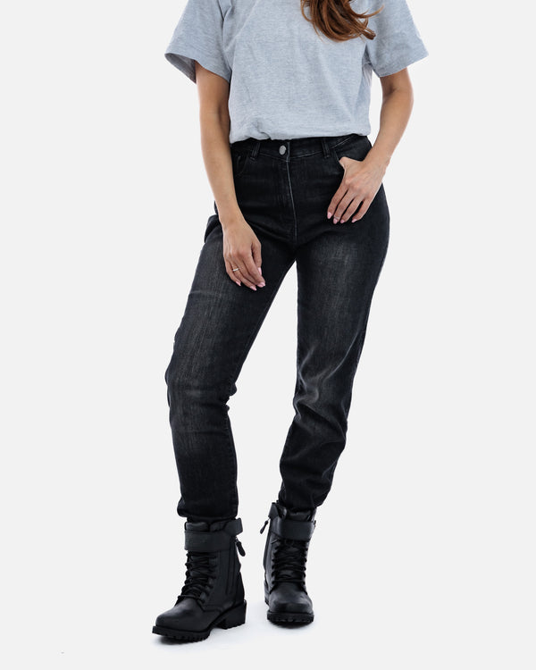 Drifter Ladies Washed Black Motorcycle Jeans