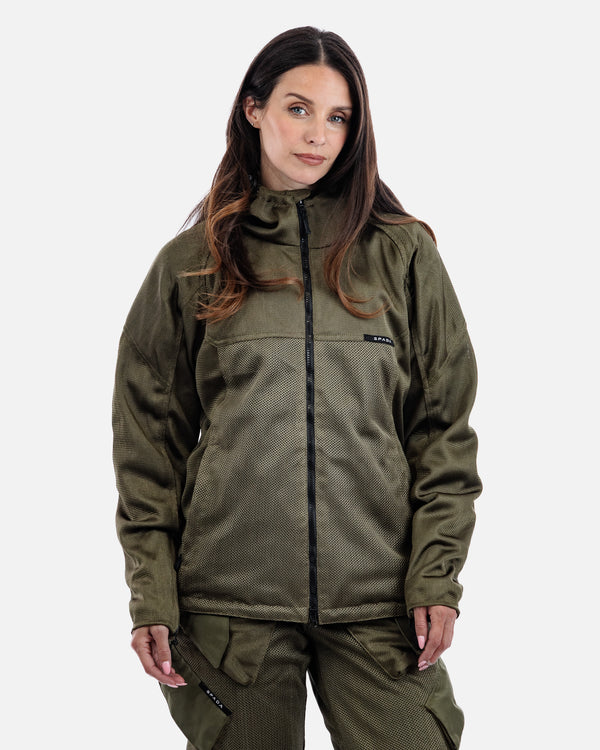 Hooded Air Olive Green Motorcycle Jacket
