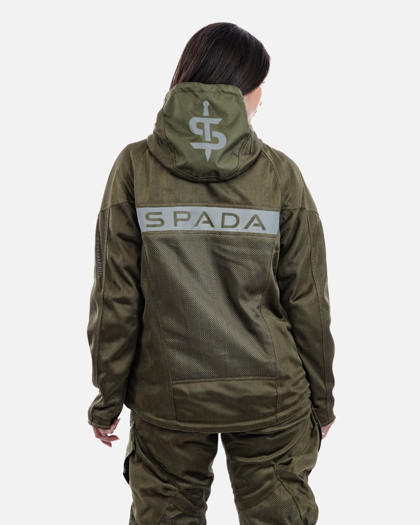 Hooded Air Olive Green Ventilated Motorcycle Jacket