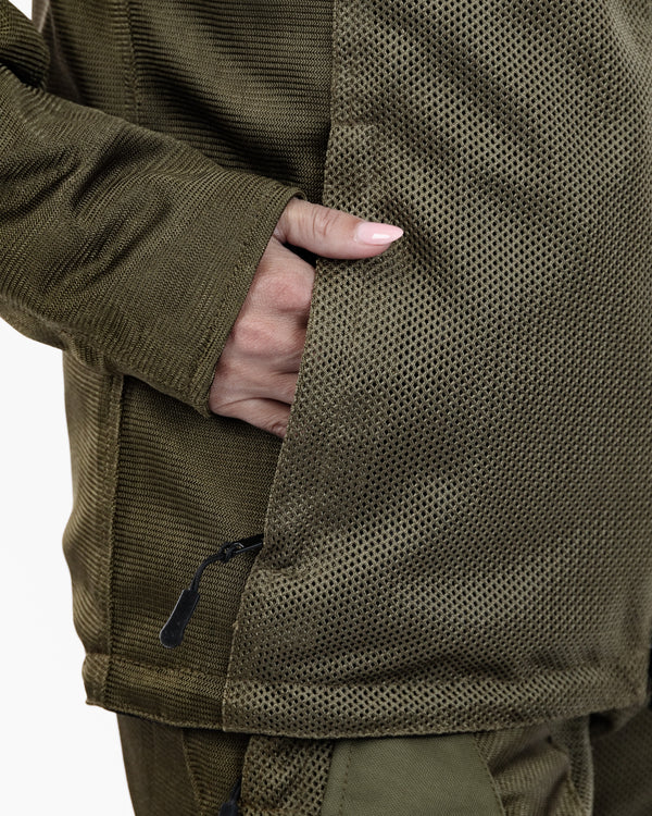 Hooded Air Olive Green Ventilated Motorcycle Jacket