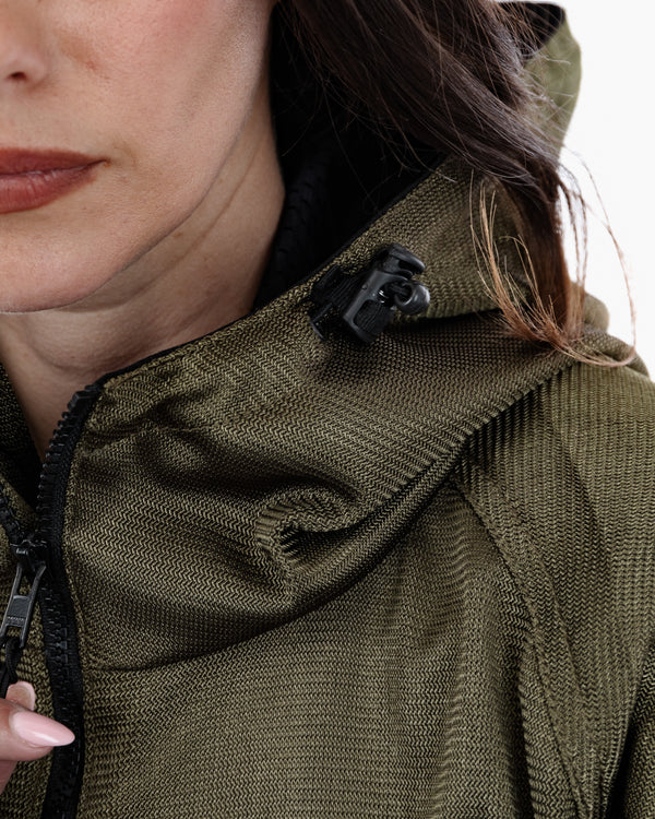 Hooded Air Olive Green Ventilated Motorcycle Jacket