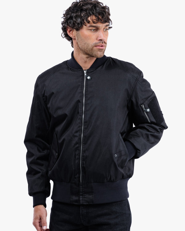 Airforce MA1 Black Motorcycle Bomber Jacket