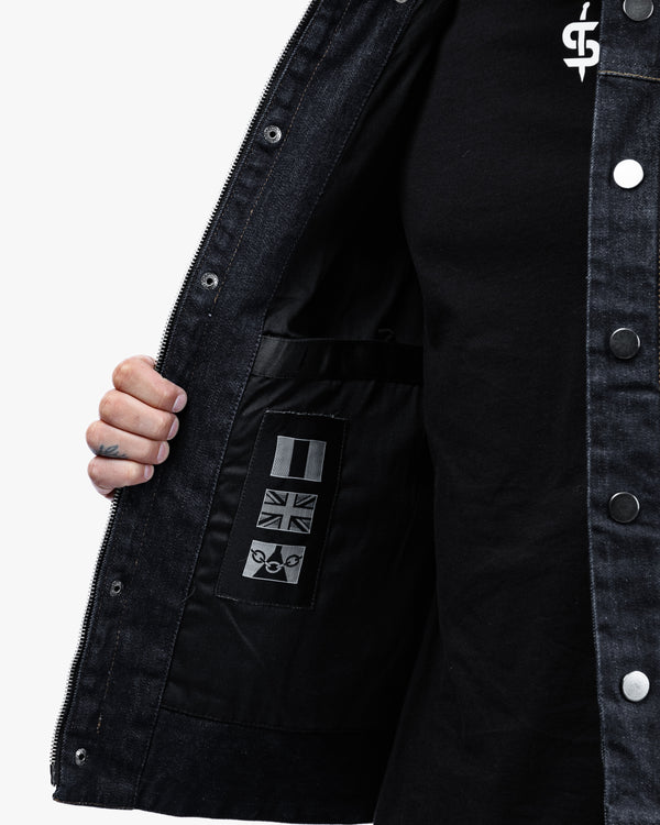 Tura Trucker Mens Rinse Indigo Motorcycle Denim Jacket