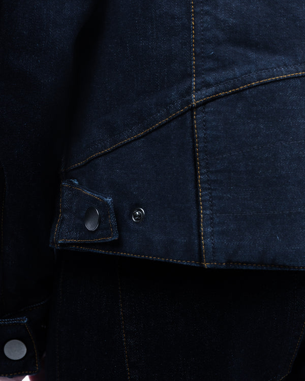 Tura Trucker Mens Rinse Indigo Motorcycle Denim Jacket