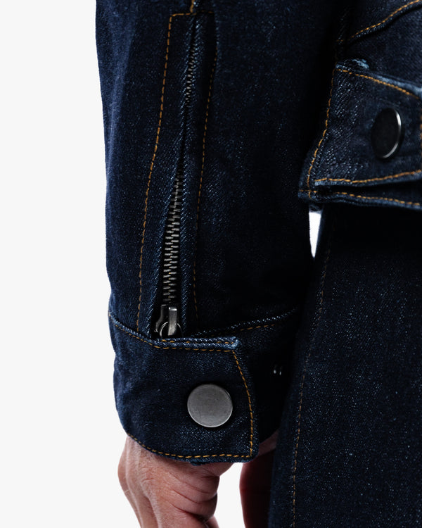 Tura Trucker Mens Rinse Indigo Motorcycle Denim Jacket