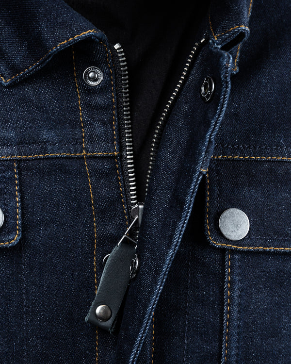 Tura Trucker Mens Rinse Indigo Motorcycle Denim Jacket