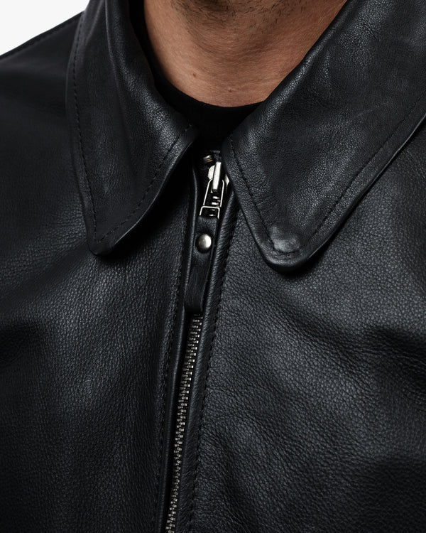 Turbine Black Leather Motorcycle Bomber Jacket
