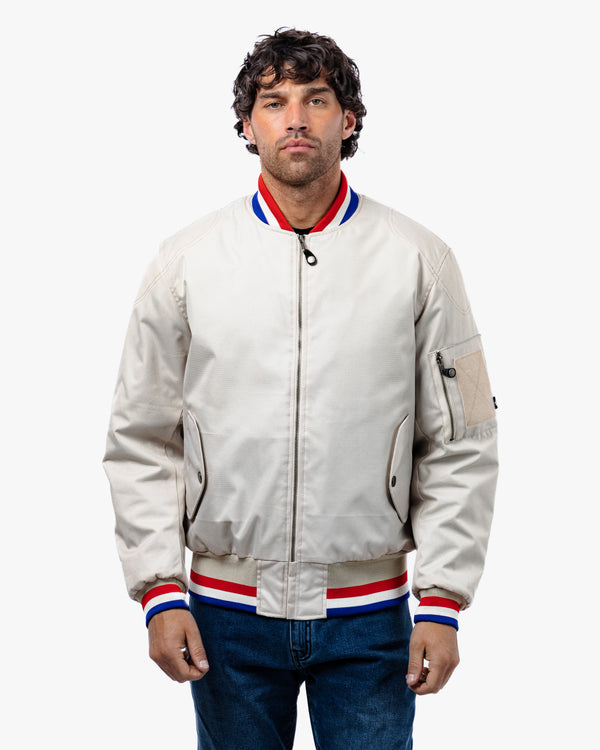 Airforce MA1 Ivory Motorcycle Bomber Jacket