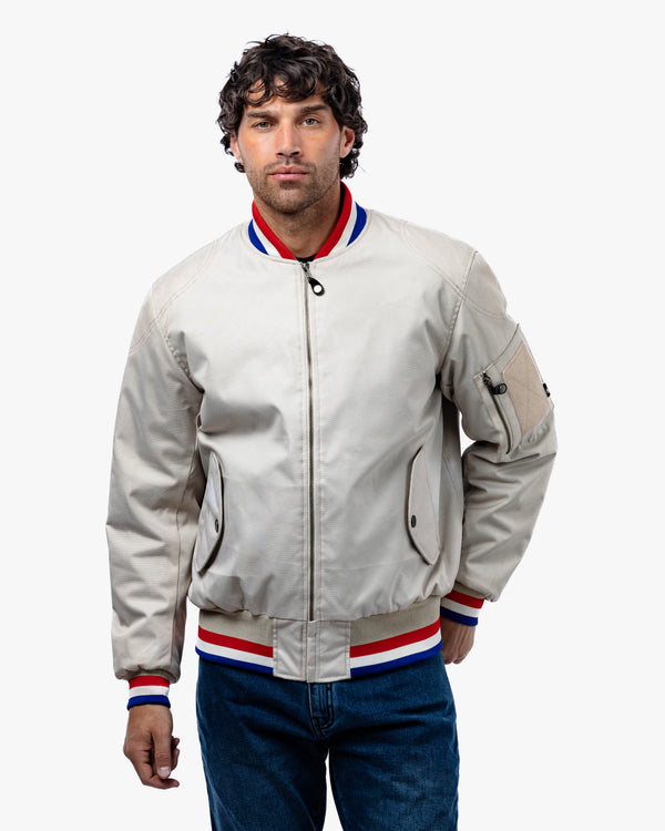 Airforce MA1 Ivory Motorcycle Bomber Jacket