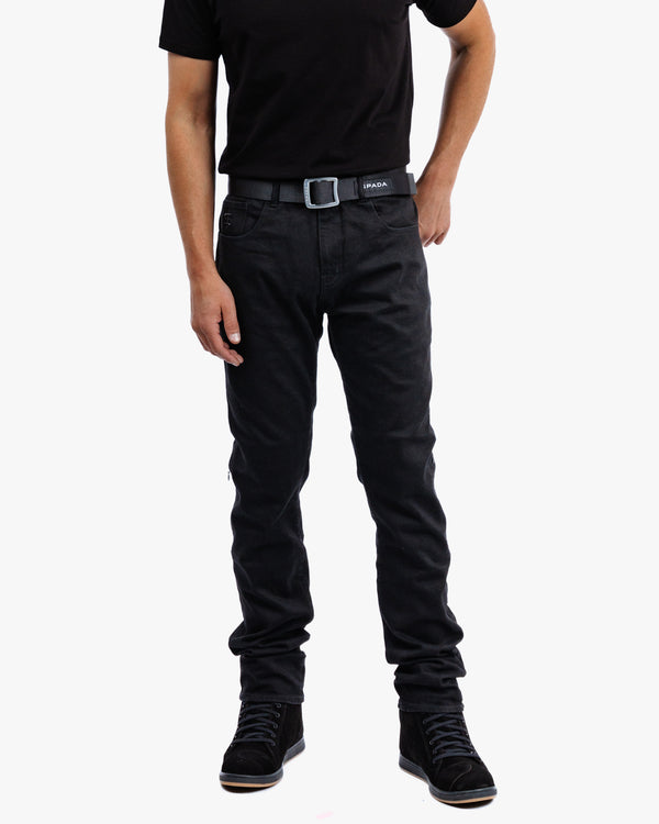 Drifter Mens Solid Black Motorcycle Jeans