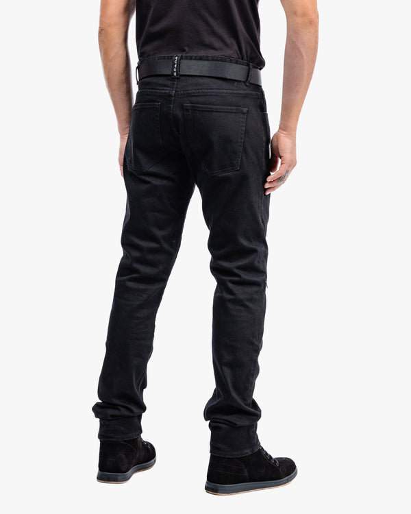 Drifter Mens Solid Black Motorcycle Jeans