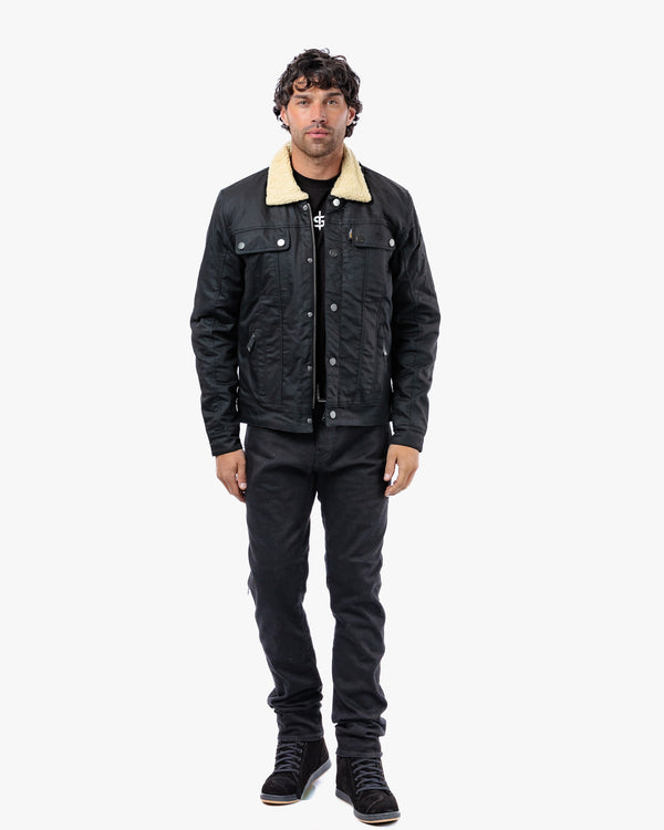 Temper Black & Tan Trucker Motorcycle Jacket