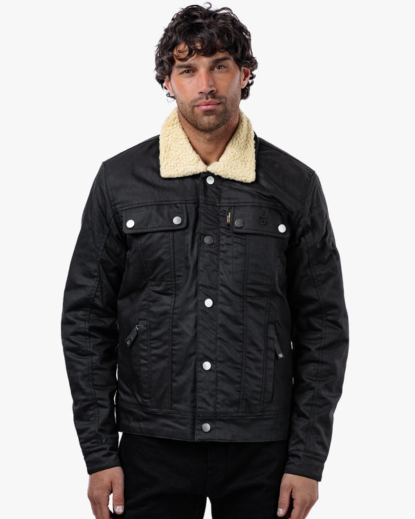 Temper Black & Tan Trucker Motorcycle Jacket