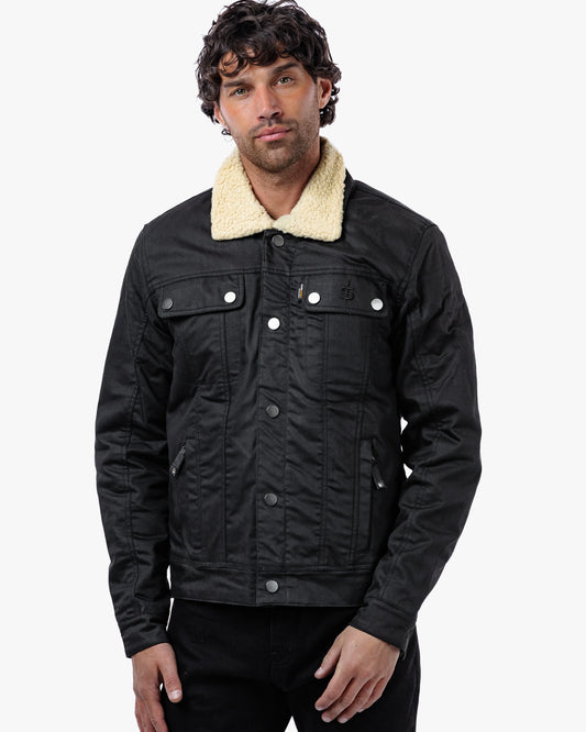Temper Black & Tan Trucker Motorcycle Jacket
