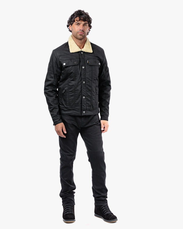 Temper Black & Tan Trucker Motorcycle Jacket