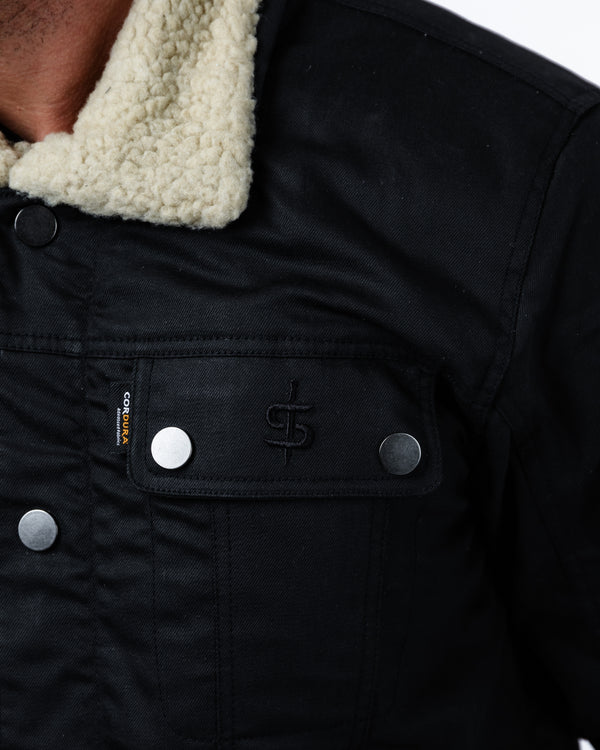 Temper Black & Tan Trucker Motorcycle Jacket