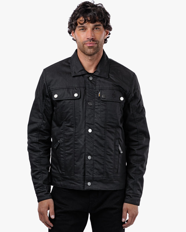 Temper Black & Tan Trucker Motorcycle Jacket
