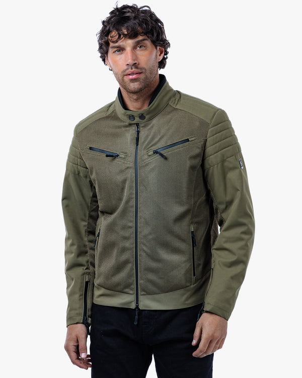 Cafe Air Olive Green Ventilated  Motorcycle Jacket