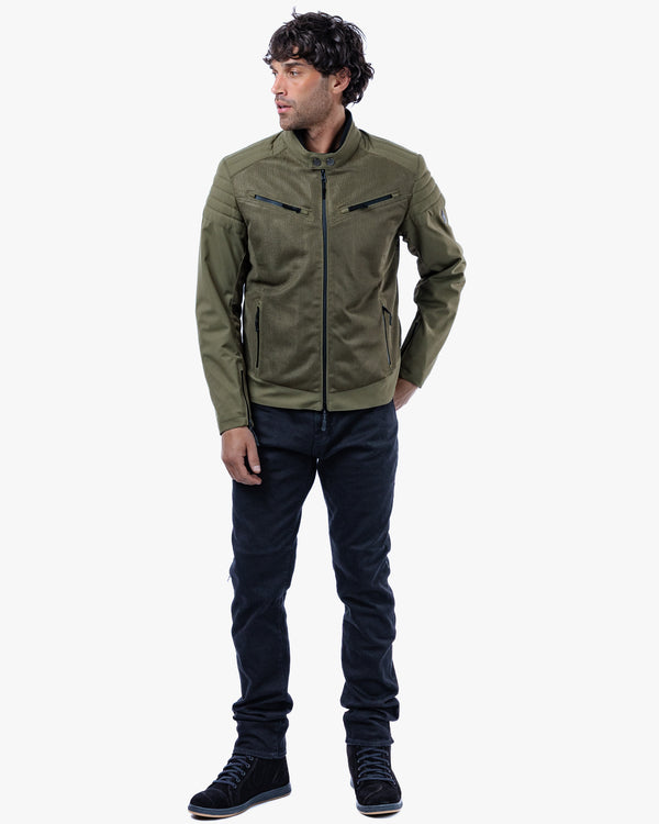 Cafe Air Olive Green Ventilated  Motorcycle Jacket
