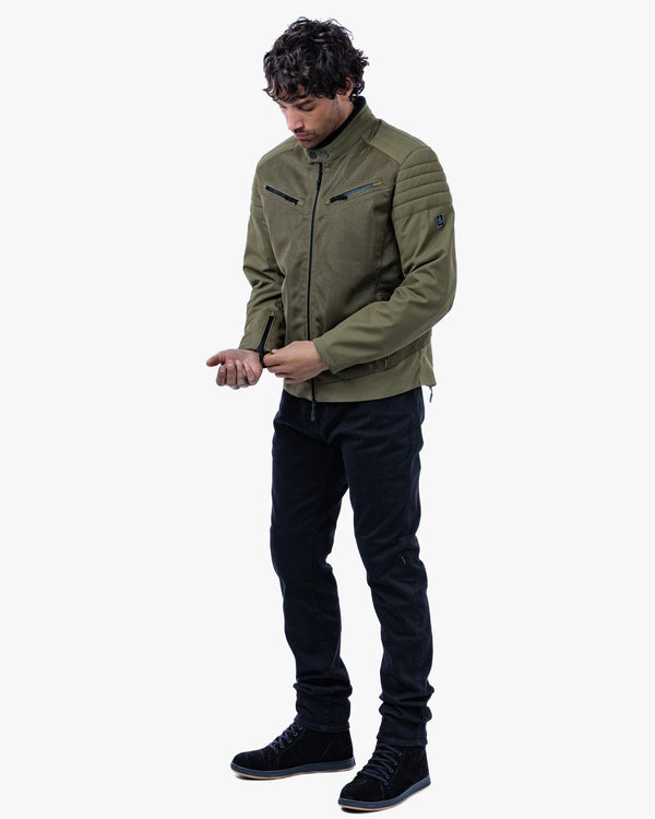 Cafe Air Olive Green Ventilated  Motorcycle Jacket