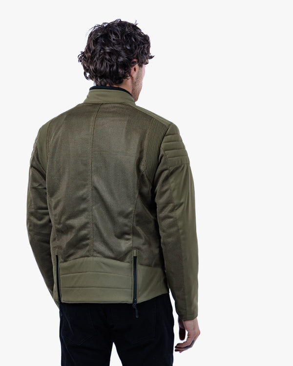 Cafe Air Olive Green Ventilated  Motorcycle Jacket