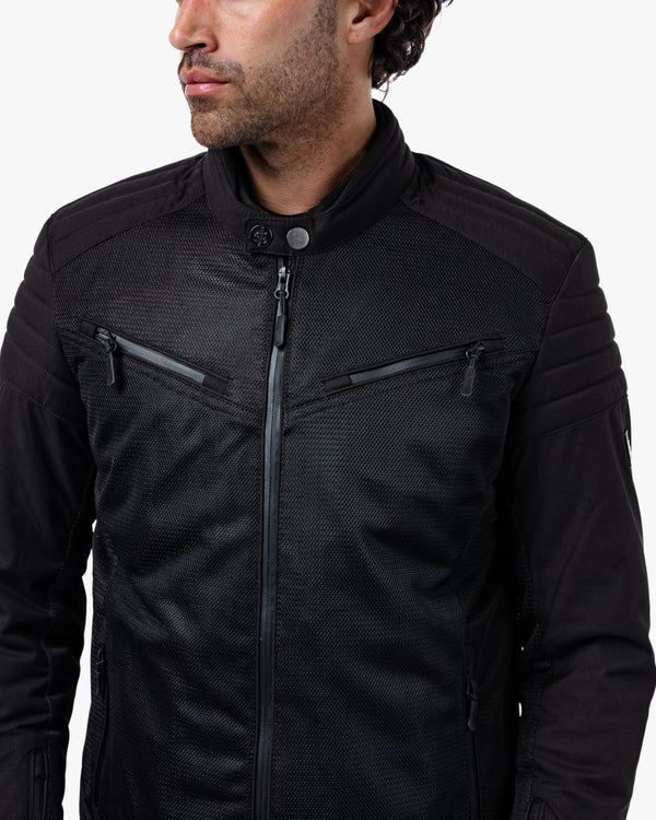 Cafe Air Black Ventilated  Motorcycle Jacket