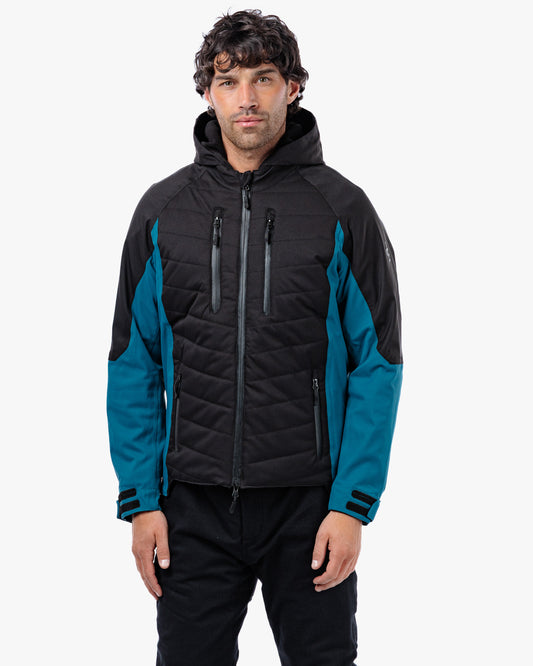 Tino  Black & Coral Blue Waterproof Motorcycle Jacket