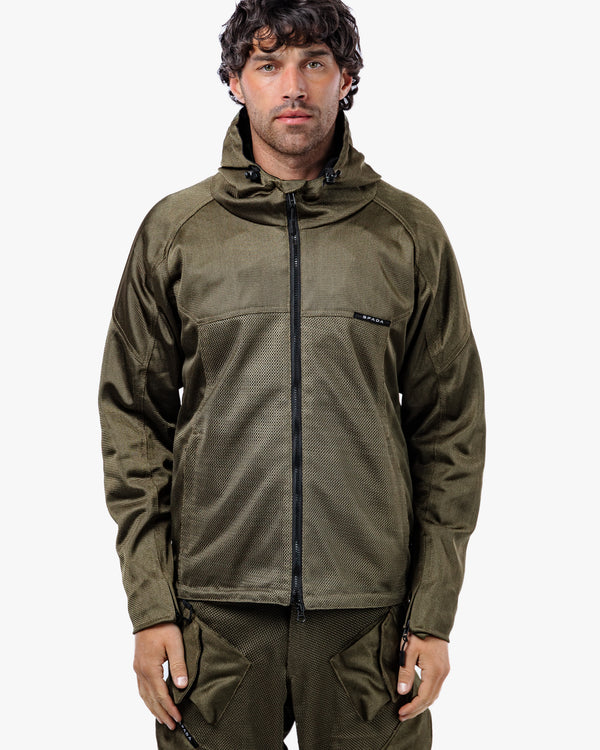 Hooded Air Olive Green Ventilated Motorcycle Jacket