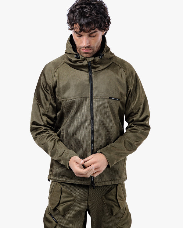 Hooded Air Olive Green Ventilated Motorcycle Jacket