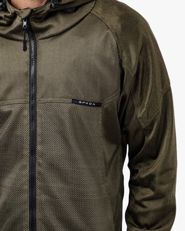 Hooded Air Olive Green Ventilated Motorcycle Jacket