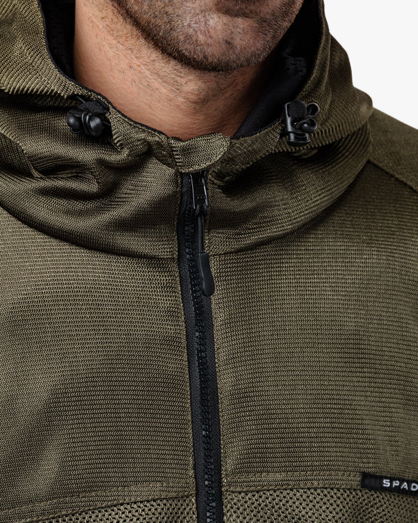 Hooded Air Olive Green Ventilated Motorcycle Jacket