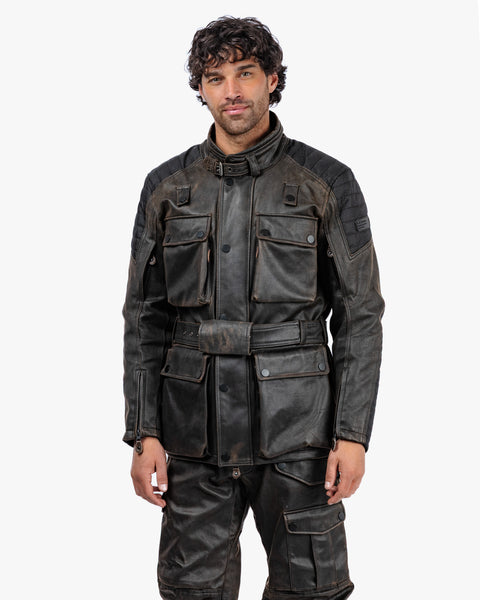 Crossguard CE WP Motorcycle Jacket – Walnut Wax Cotton | Spada
