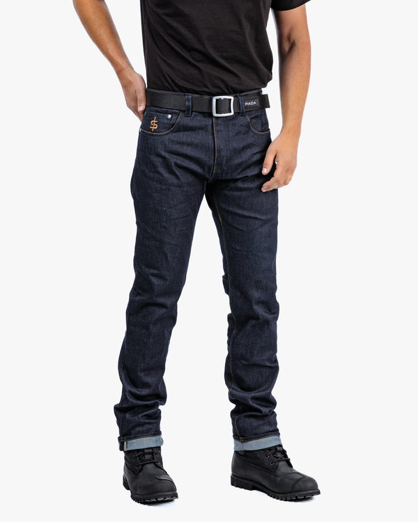 Ronin Mens Raw Indigo Motorcycle Jeans