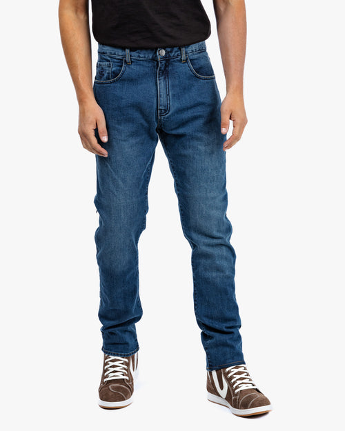 Drifter Mens Washed Blue Motorcycle Jeans