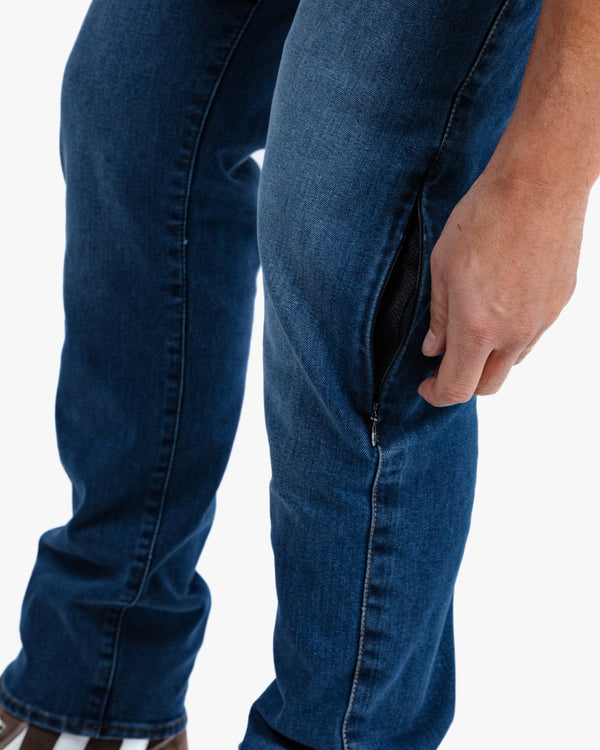 Drifter Mens Washed Blue Motorcycle Jeans