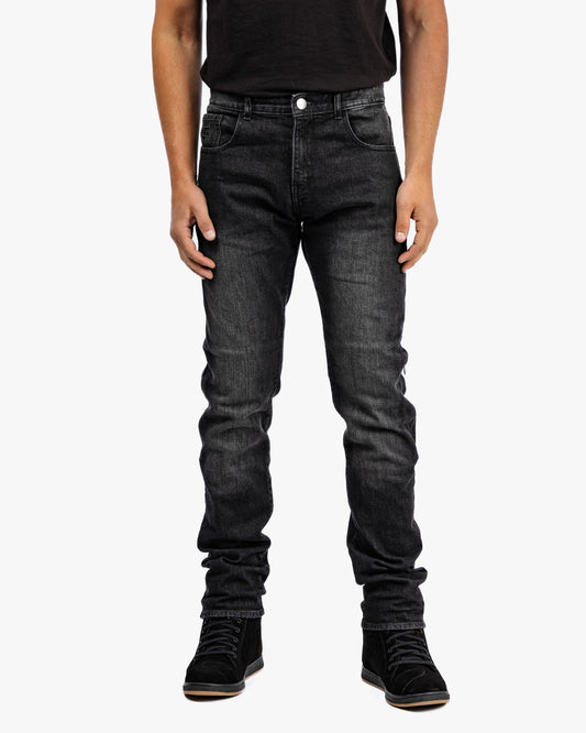 Drifter Mens Washed Black Motorcycle Jeans