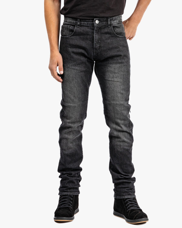 Drifter Mens Washed Black Motorcycle Jeans
