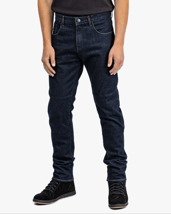 Drifter Mens Rinse Indigo Motorcycle Jeans