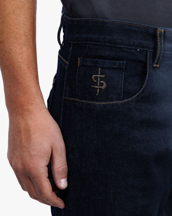 Drifter Mens Rinse Indigo Motorcycle Jeans