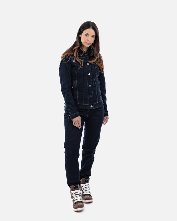Tura Trucker Rinse Indigo Ladies Motorcycle Denim Jacket