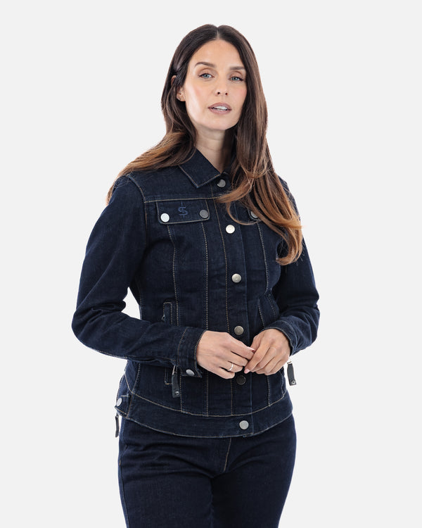 Tura Trucker Rinse Indigo Ladies Motorcycle Denim Jacket