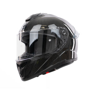 black carbon motorbike helmet with clear visor