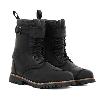 Pilgrim Grande Rev 2 Black Distressed Motorcycle Boots